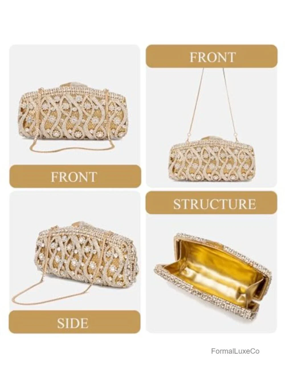 Luxury Hollow-Out Crystal Minaudiere Clutch Fits iPhone 14 Gala Evening Bag